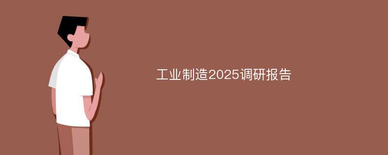工业制造2025调研报告